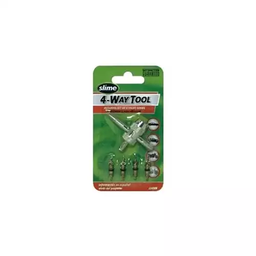 Slime 20088 4-Way Valve Tool with 4 Valve Cores
