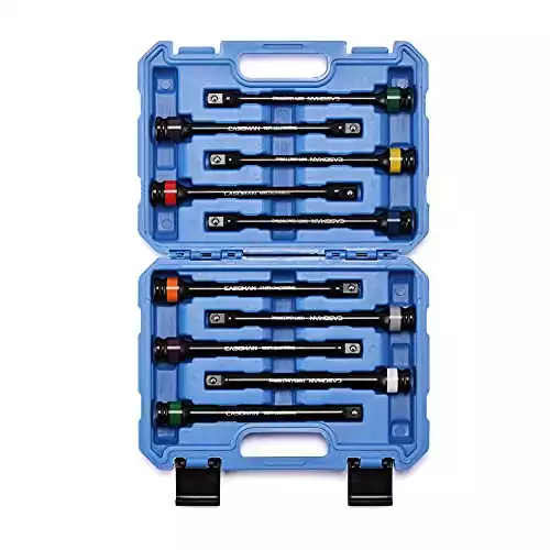 CASOMAN 10 Piece 1/2" Drive 8 Inch Length Color-Coded Torque Extension Bar Set